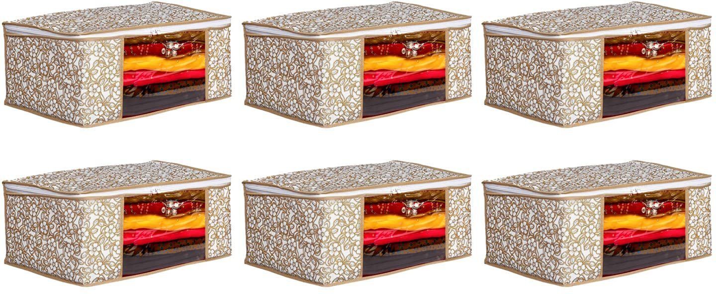 CIVONA Non-woven Saree Bags, Transparent Saree Covers With Zip-C-28 Polyester Laundry Bag-image-34