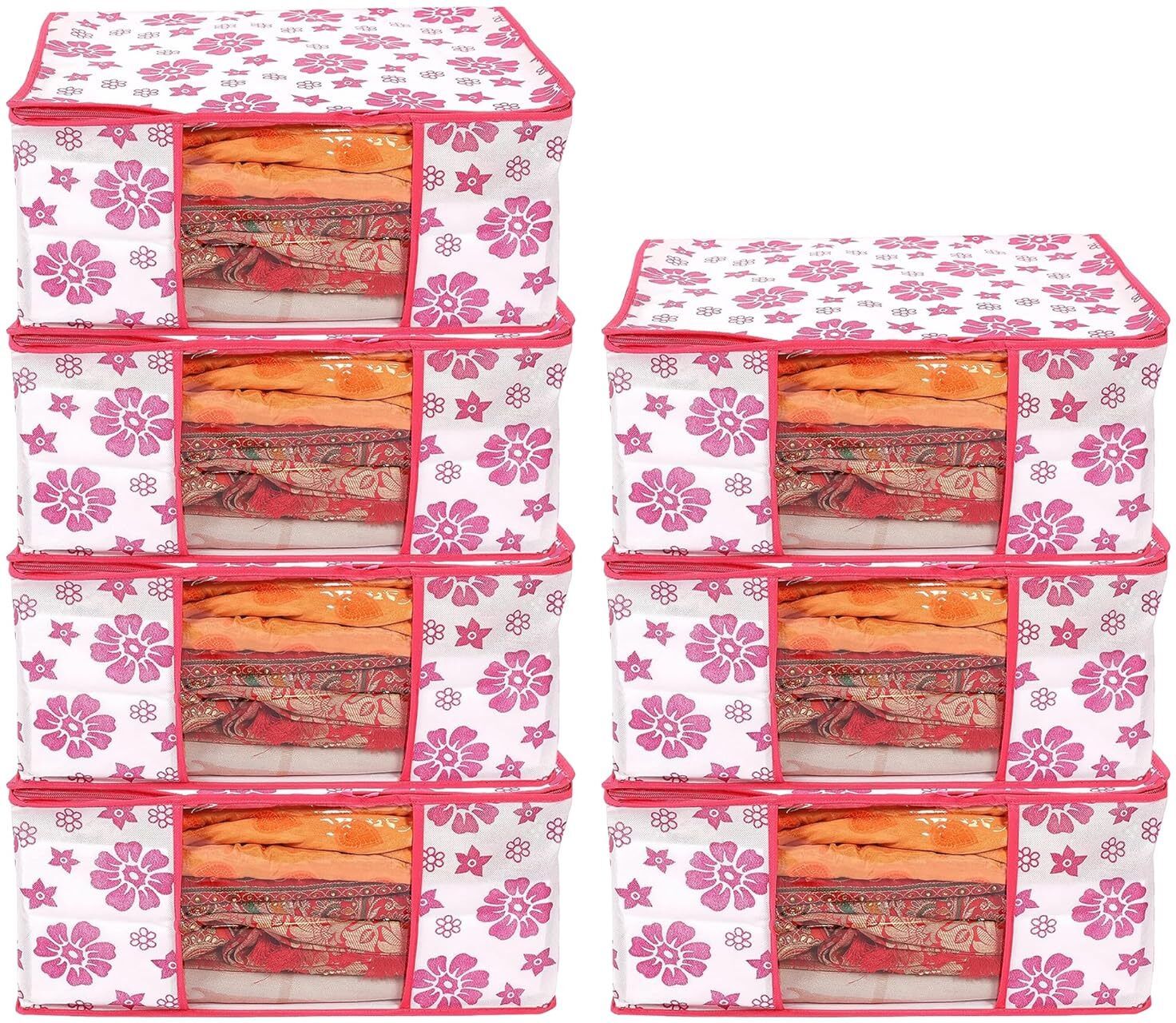 Soflin Non Woven Saree Cover Storage Cover Large Garment Cove /Storage Bag Pack of 7 Cotton Laundry Bag-picture-17