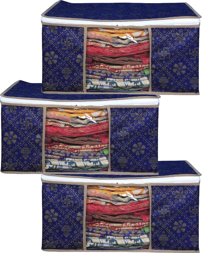 Soflin Non Woven Storage Cover Large Saree Cover/ Garment Cove /Storage Bag Pack of 3 Cotton Laundry Bag-picture-13