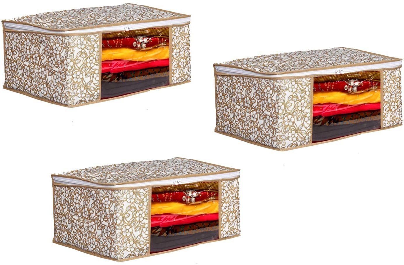 PRIMERION Non-woven Saree Bags, Transparent Saree Covers With Zip-C-29 Polyester Laundry Bag-image-31