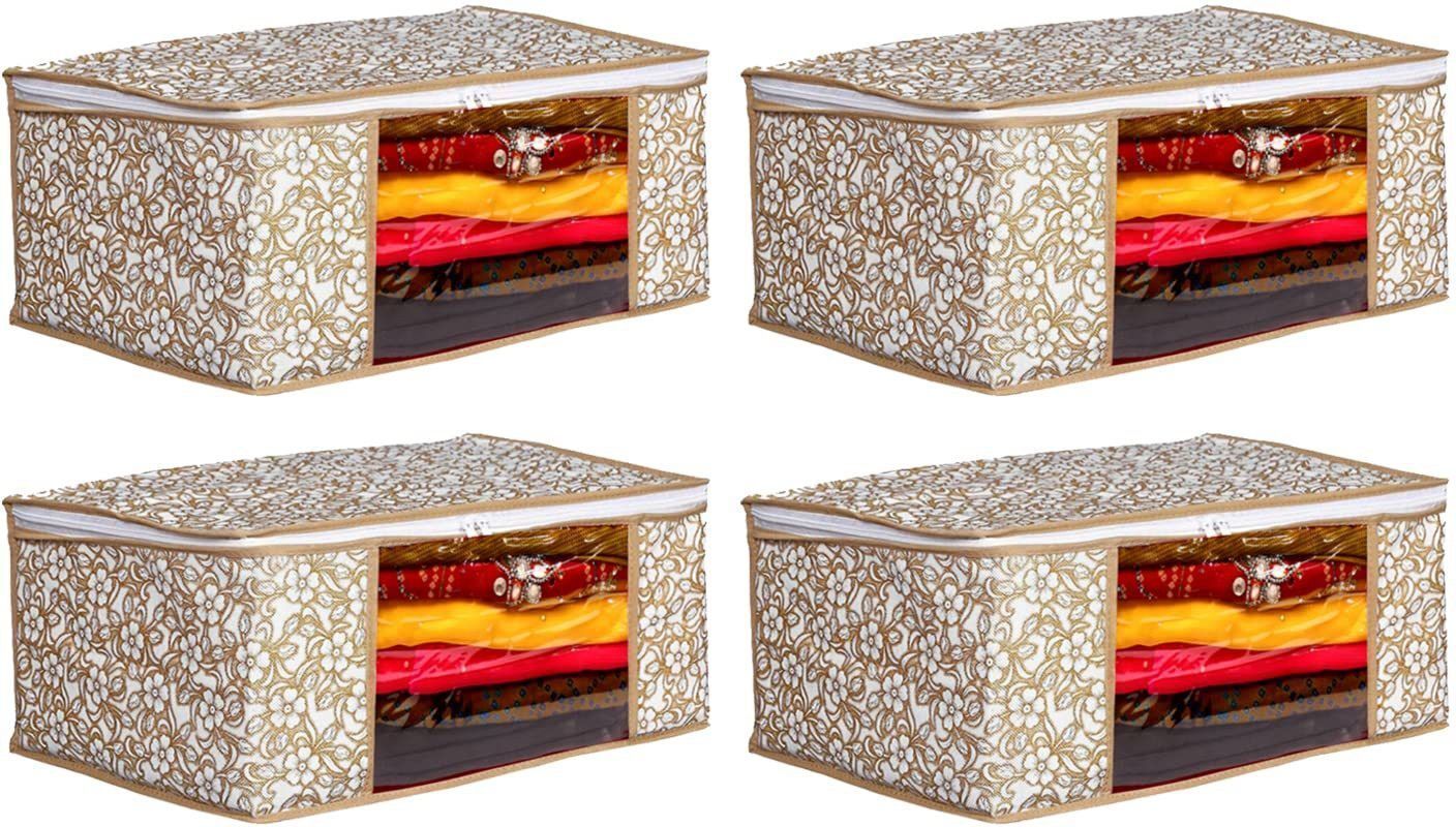 CIVONA Non-woven Saree Bags, Transparent Saree Covers With Zip-C-38 Polyester Laundry Bag-image-40