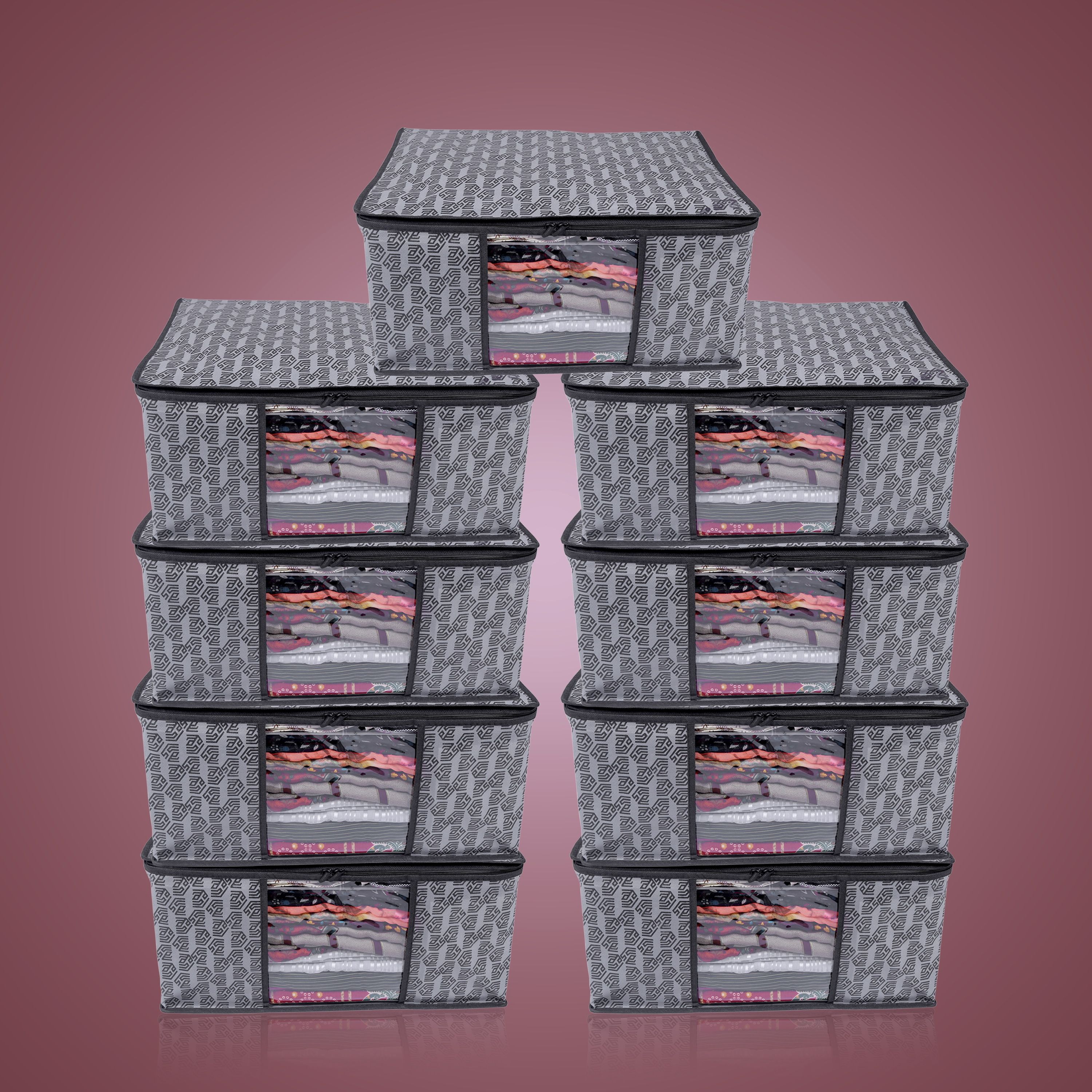 Soflin Non Woven Storage Cover Large Saree Cover/ Garment Cove /Storage Bag Pack of 9 Cotton Laundry Bag-picture-12