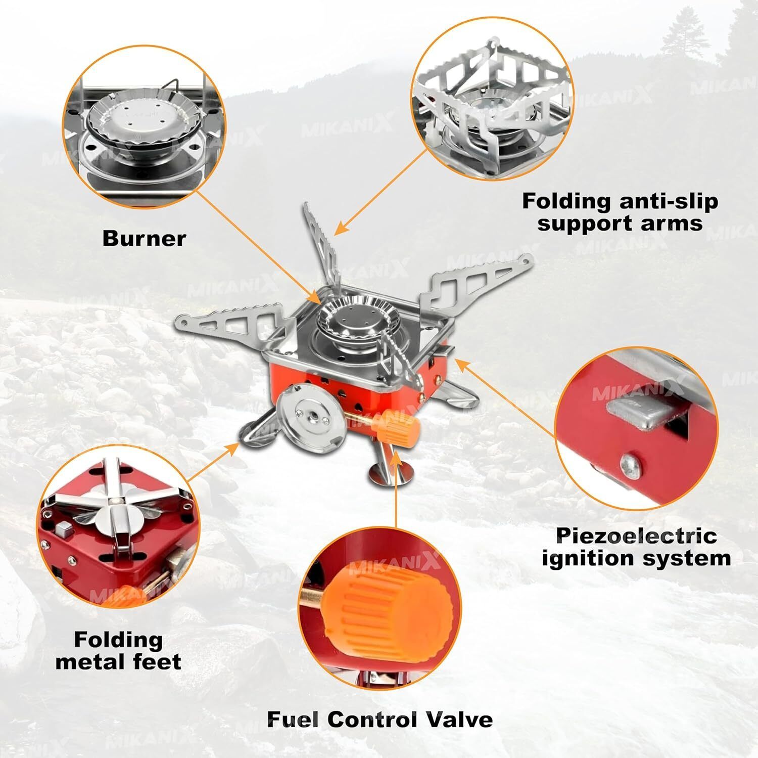 Portable Mini Gas Stove/Butane Gas Burner for Camping AZX48 Stainless Steel Manual Gas Stove-image-25