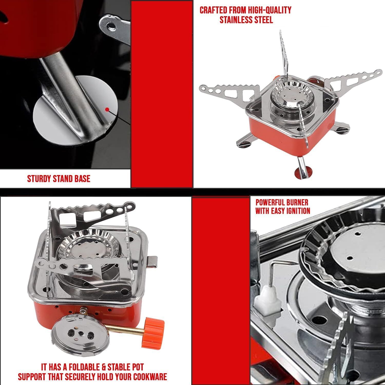 techel Small Foldable Gas Stove for Hiking, Travel, Outdoor Cooking, and Campin Stainless Steel Manual Gas Stove-picture-17
