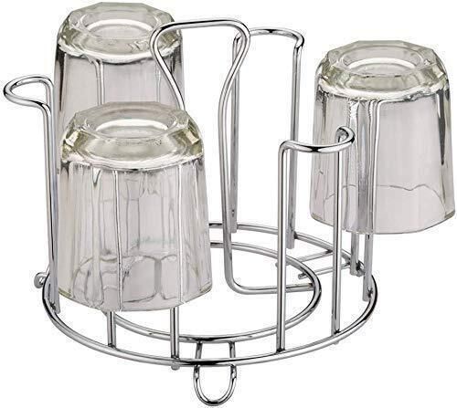 Stainless Steel Round Glass Holder Stand for 6 Glasses | Dining Table/Fridge Top Stainless Steel Glass Holder-image-39