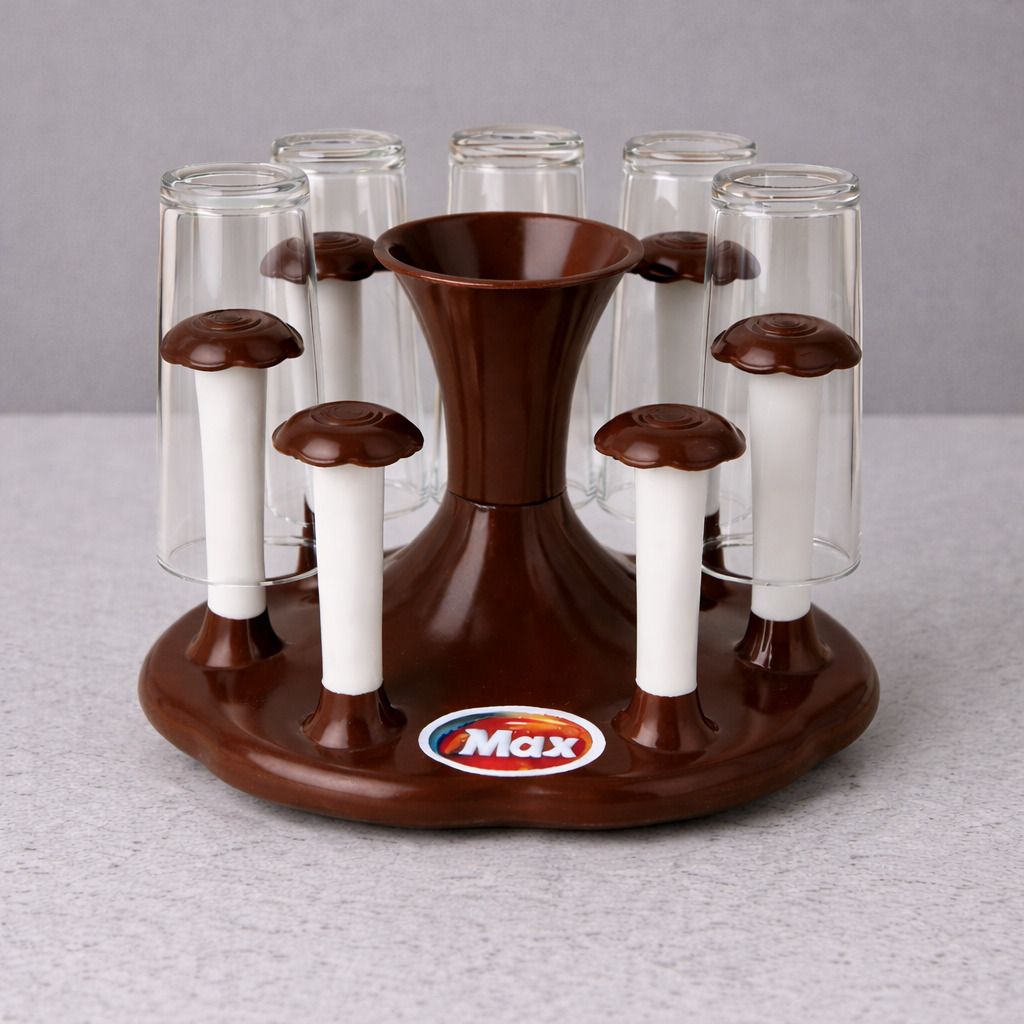 Plastic Glass and Cutlery Holder for 6 Glasses Stand for Kitchen Organizer 03 Plastic Glass Holder-image-9