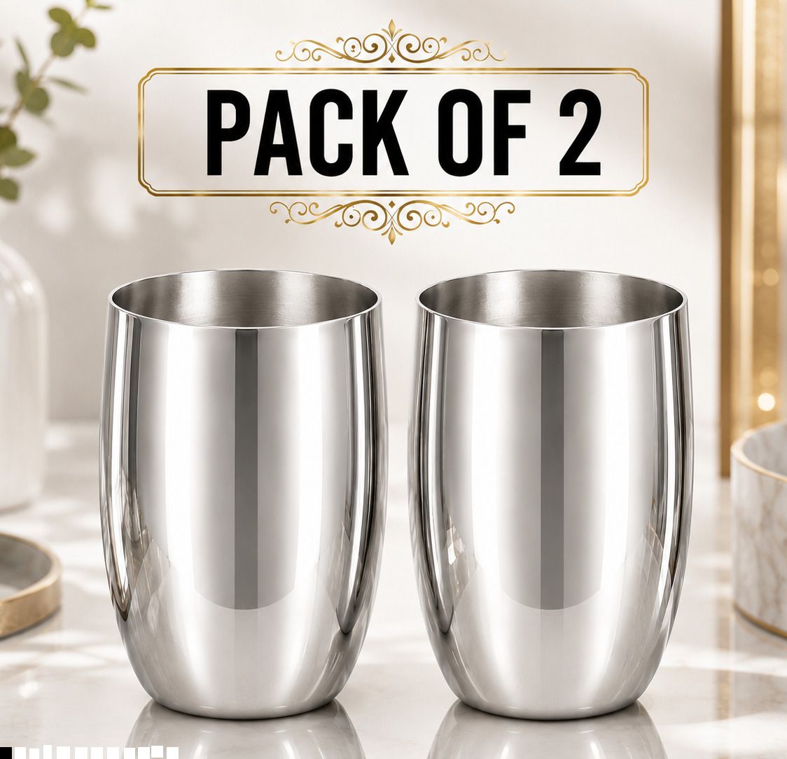 (Pack of 2) Stainless Steel Kulhad Glass Pack Of 2 Drinking Juice, Water & Milk Glass C1 Glass Set Water/Juice Glass-image-41