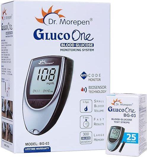 GlucoOne Blood Glucose Monitor Model BG 03 with 25 Strips Glucometer