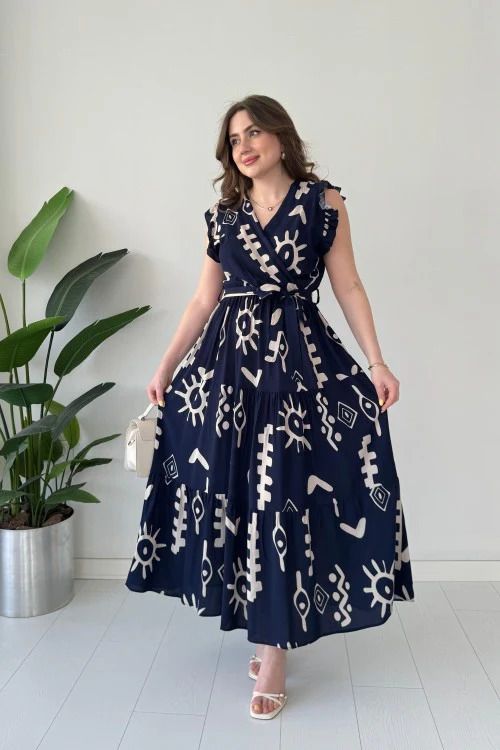 Women A-line Multicolor Below Knee Dress