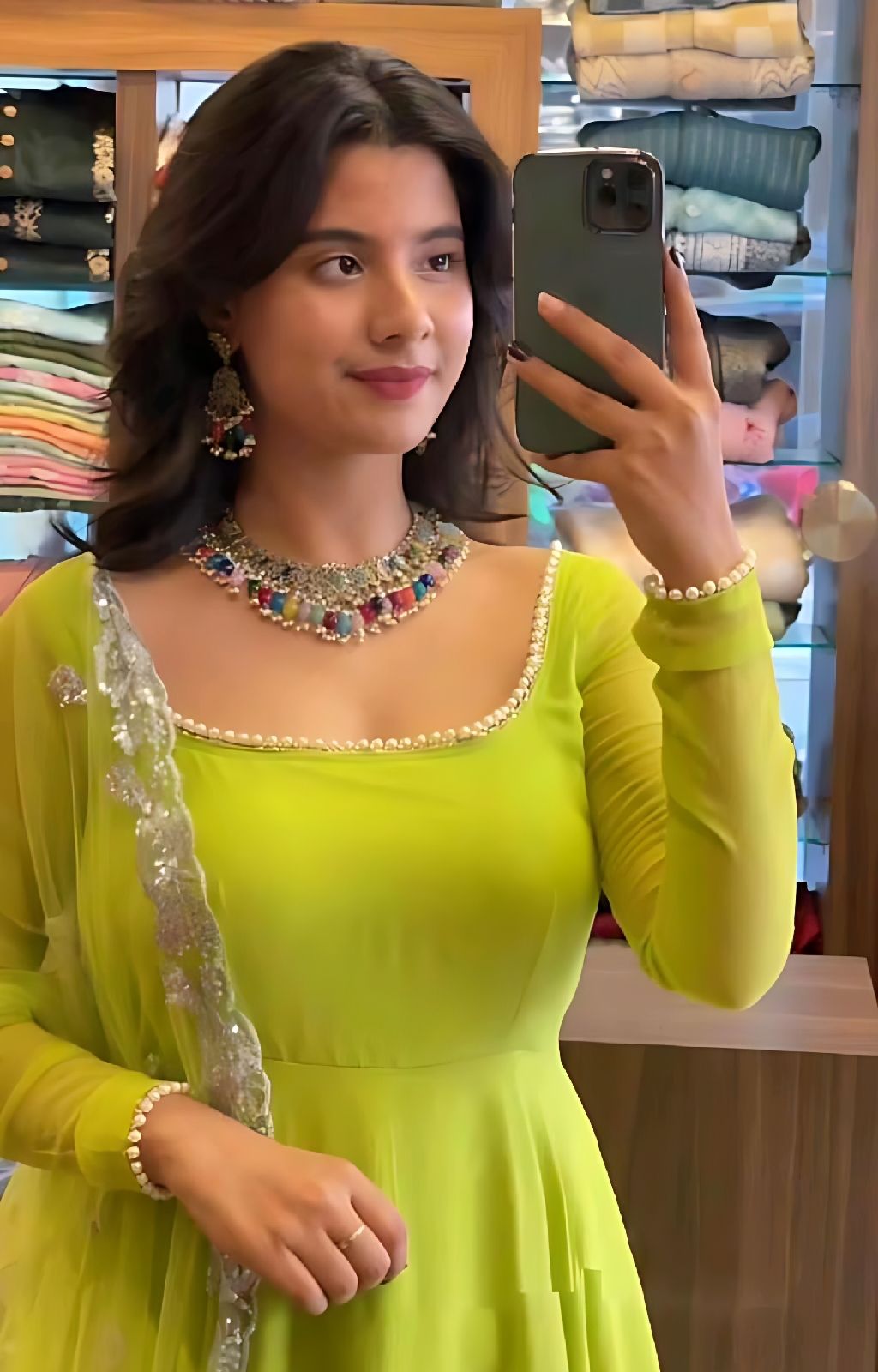 Solid Georgette Stitched Anarkali Gown-image-12