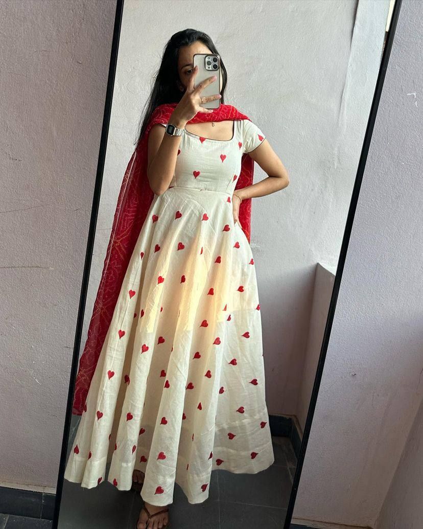 Printed Cotton Blend Stitched Flared/A-line Gown-image-46