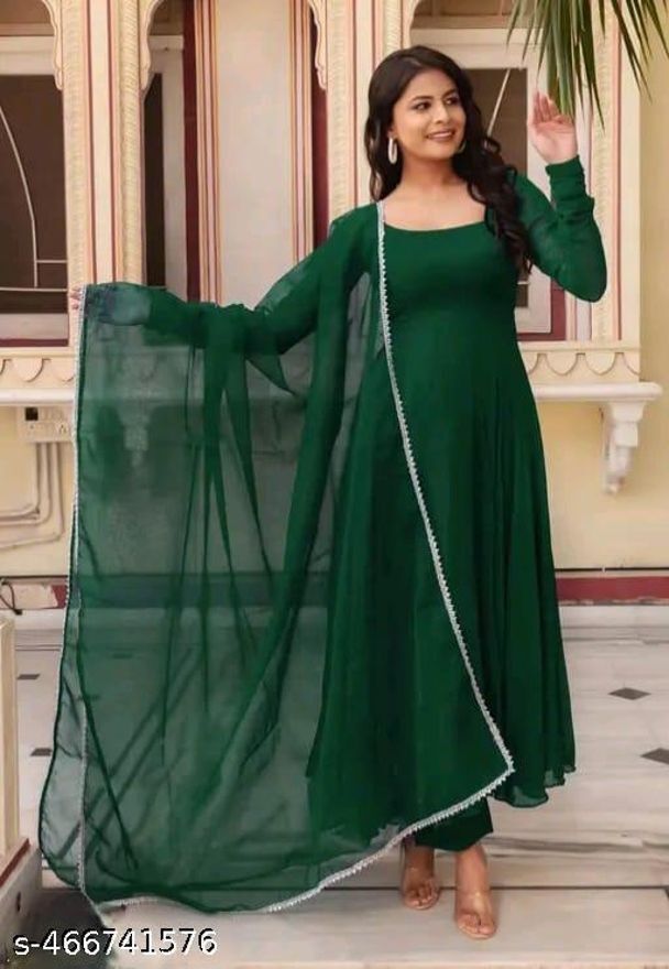 Solid Georgette Stitched Anarkali Gown-image-26