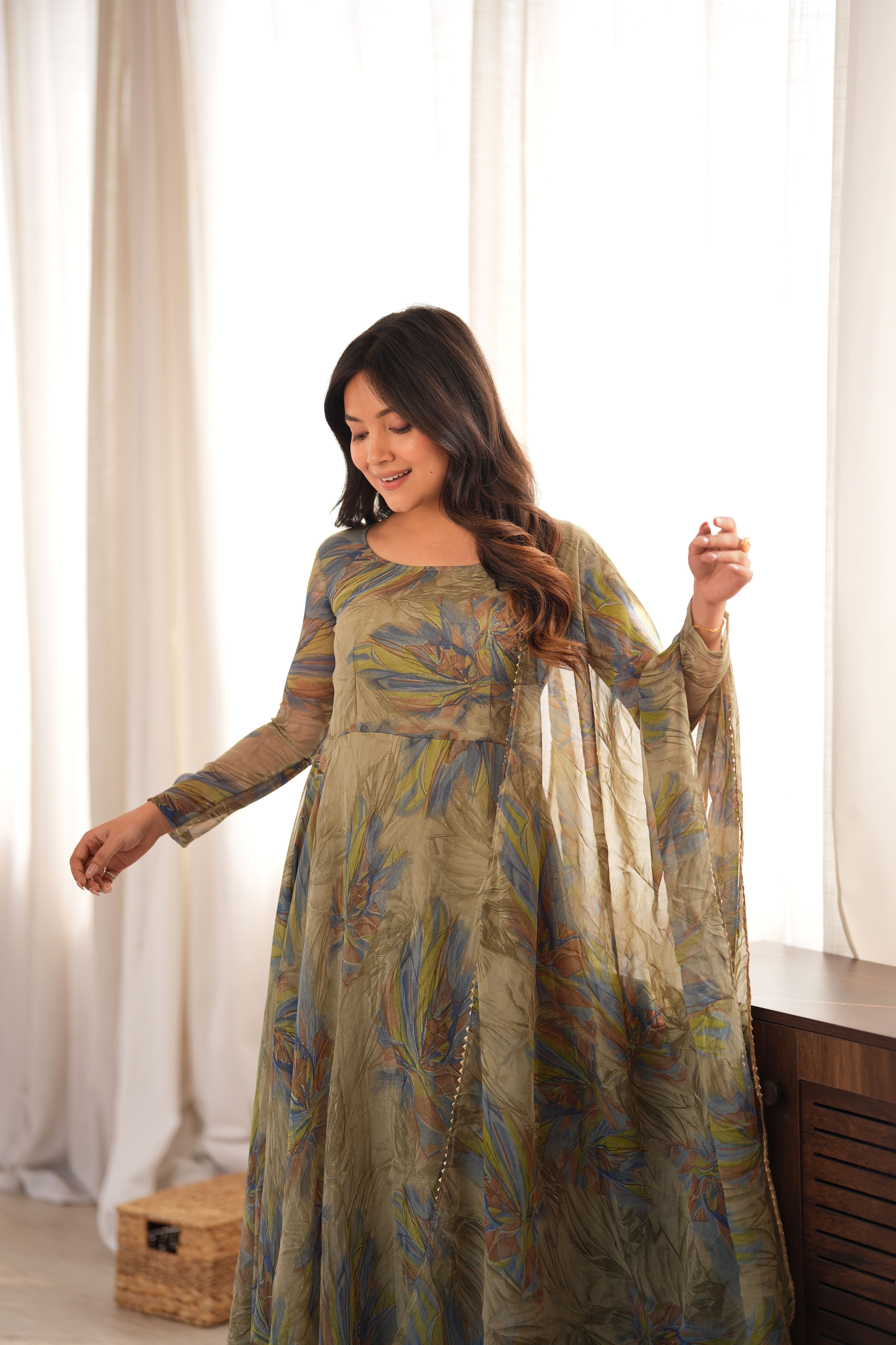Printed Georgette Stitched Anarkali Gown-image-45