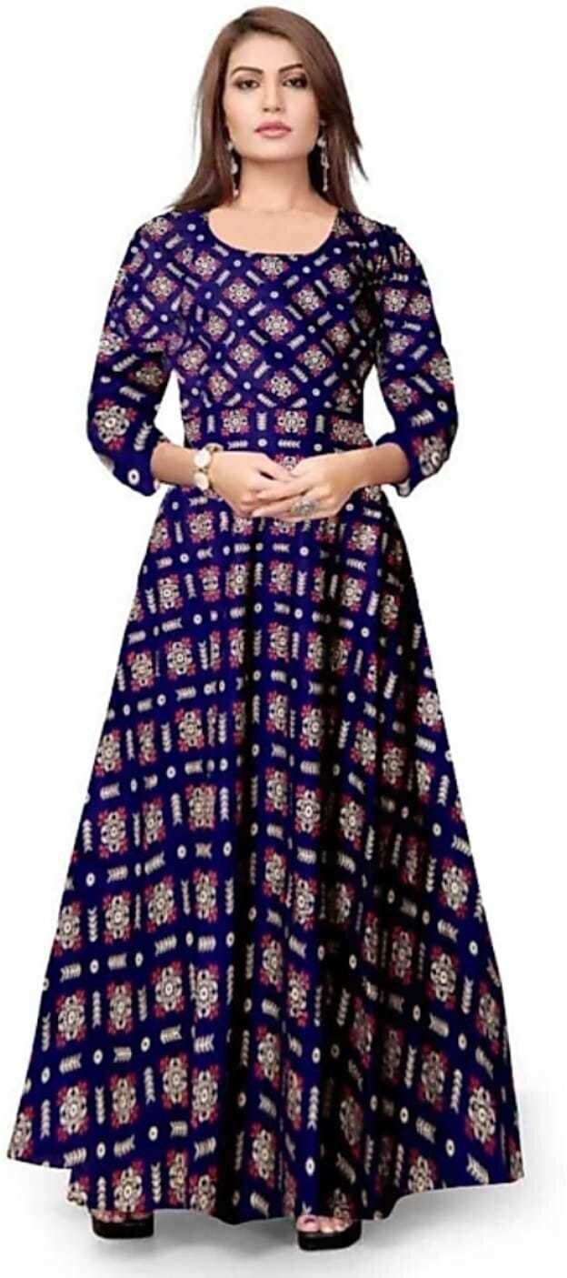Printed Viscose Rayon Stitched Flared/A-line Gown-image-37