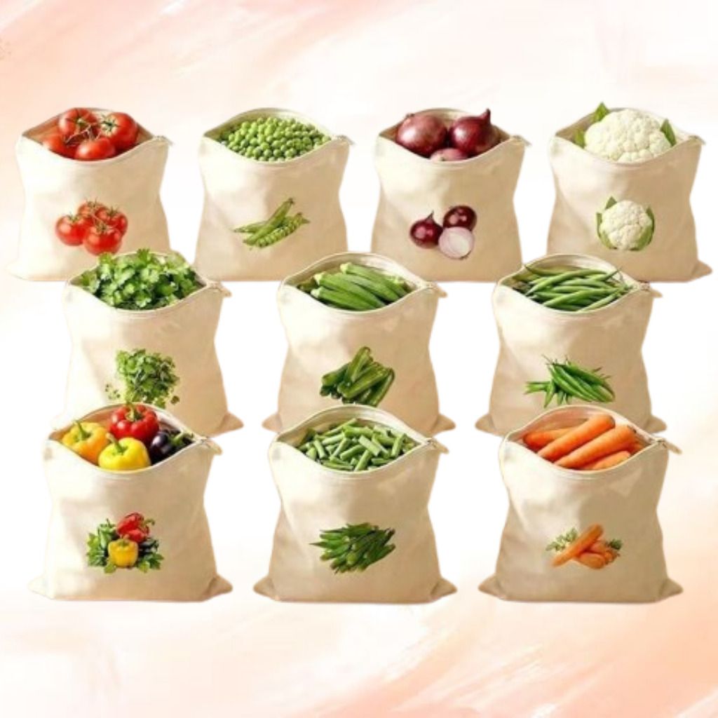 heneric enterprise Vegetable Storage Bags Reusable Kitchen Set 10 Pack Pack of 10 Grocery Bags-picture-10