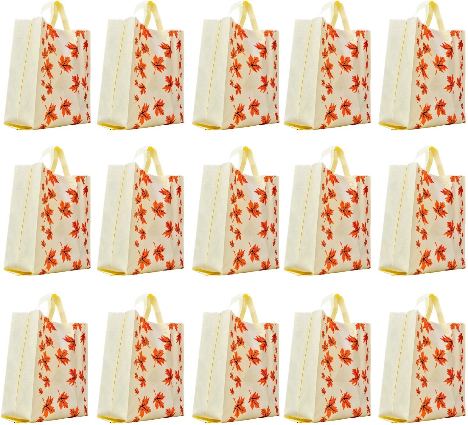 Non-Woven Autumn theme Reusable Grocery Shopping Bag With Handle|Goodies Bag Pack of 15 Grocery Bags