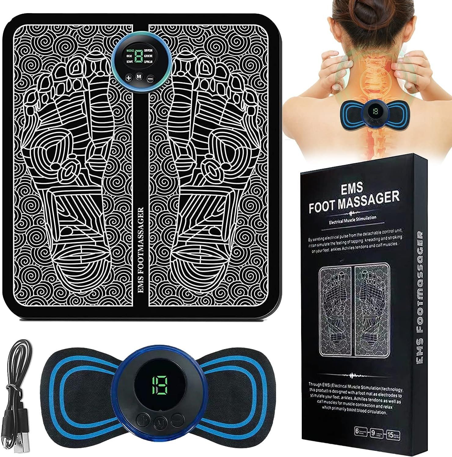 sfz (EMS) FOOT Massager Mat, with Cervical mini Massager Combo Set 01-picture-0