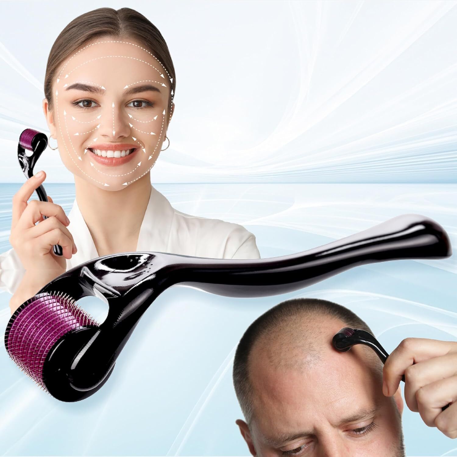 GHANISHKA Derma Roller 0.50mm for Face, Scalp, Beard & Hair Growth, & Reduces Acne Scars Wrinkles Microneedling Roller for Women Hair Straightener-image-41