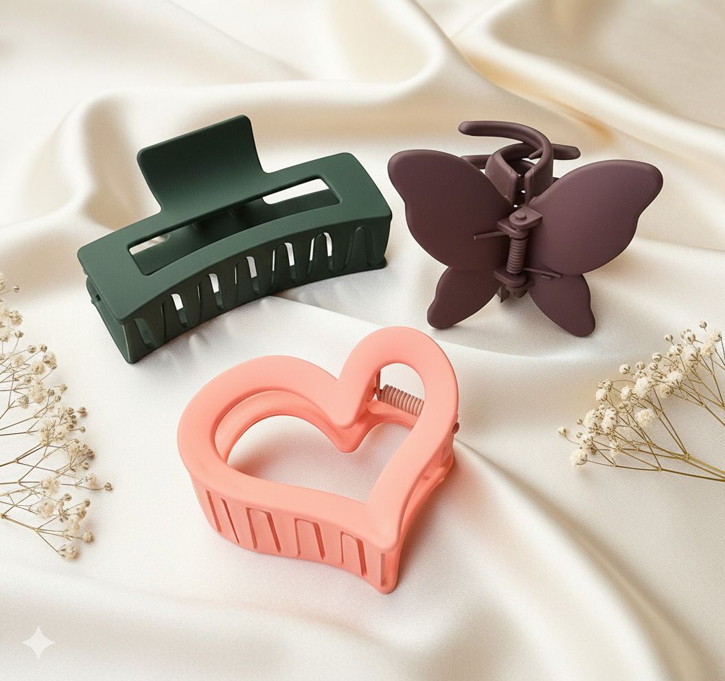 Combo of 3 Diff Design Hair Claw Clips for Women & Girls | Strong Grip Stylish| Hair Clip-image-30