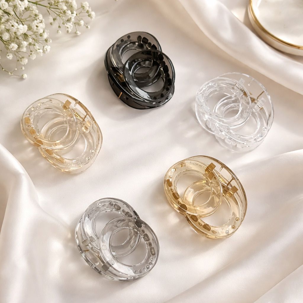 glitchez Medium Size Crystal Hair Claw Clips Clutchers For Girls and Women (5-PCS) Hair Claw-picture-10