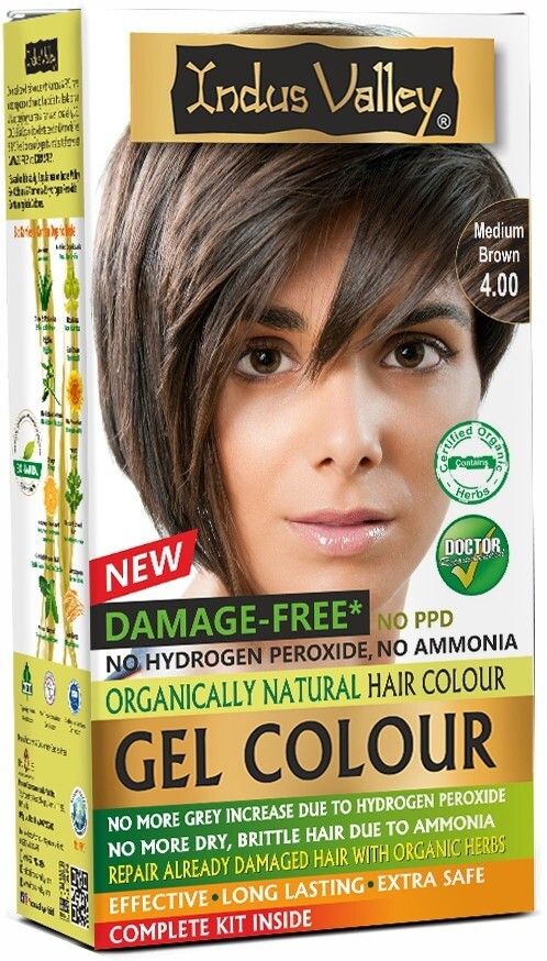 Damage Free Gel Hair Colour Medium Brown Grey Coverage Hair Color Trial Pack ,Medium Brown-image-48