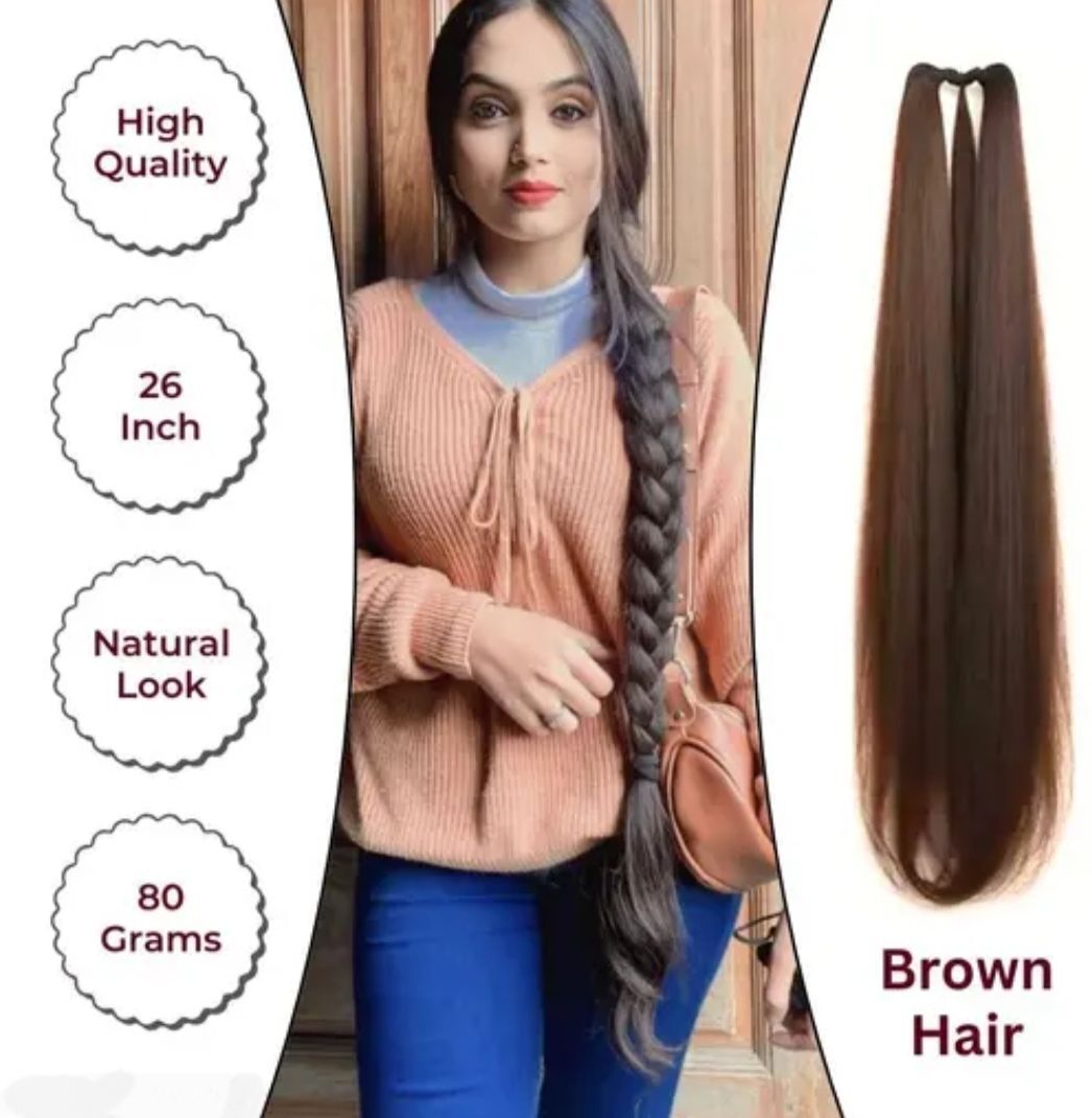 Stylish Brown Synthetic piece – स्टाइलिश ब्राउन सिंथेटिक हेयरपीस Hair Extension-image-27