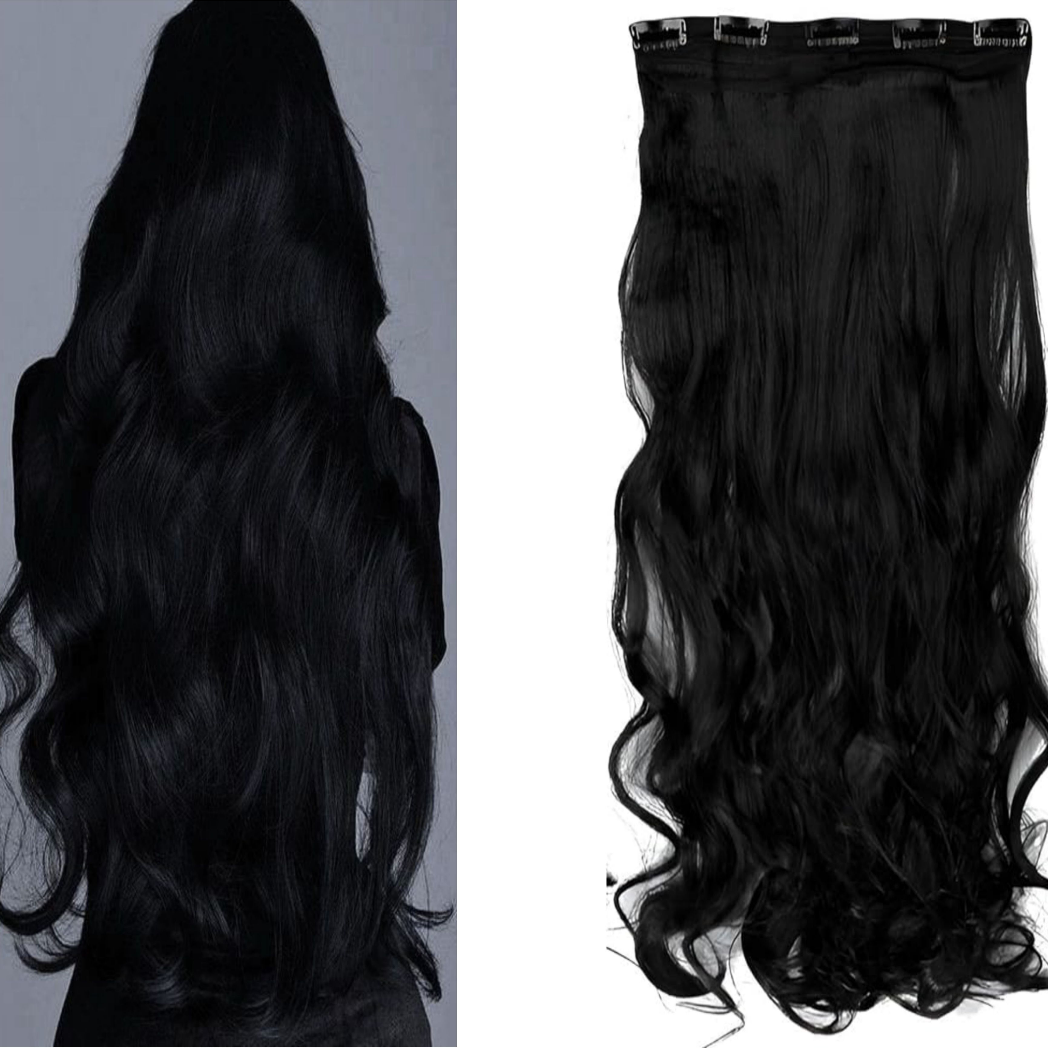 Luxury Voluminous 5-Clip Black – 24 Inch Hair Extension-image-7