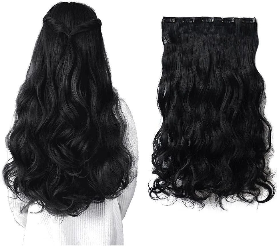 Black 5 Clip in Wavy Extension (22inch ) Hair Extension-image-18