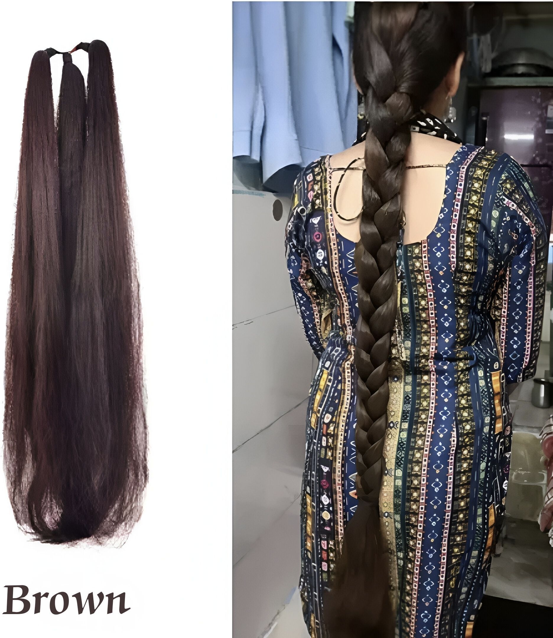 ( India Fashion kart ) Brand New Womens Brown Choti extensions 26 inch Hair Extension-image-12