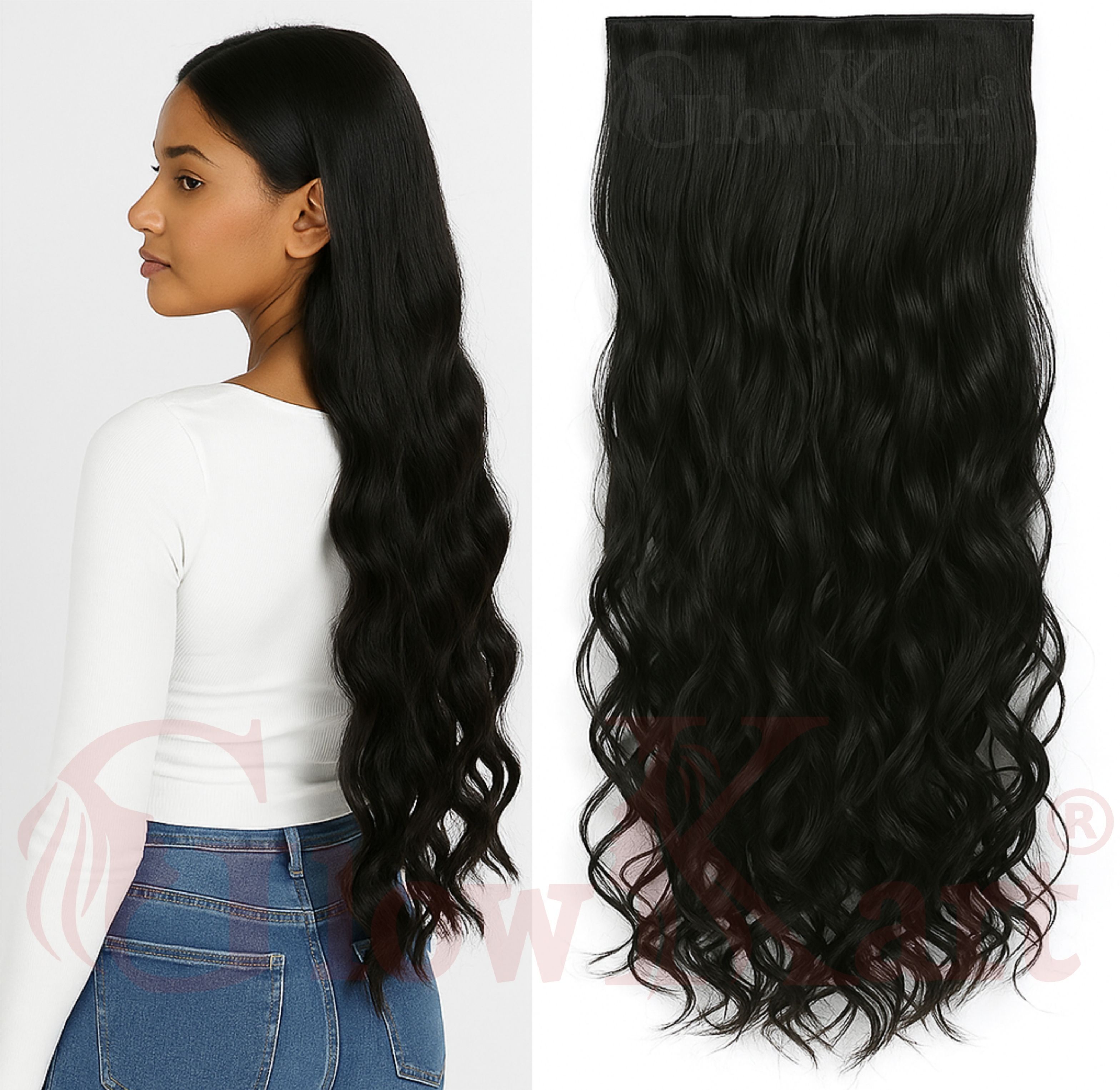 Bounce & Shine Wave 5-Clip Black – 24 Inch Hair Extension-image-40
