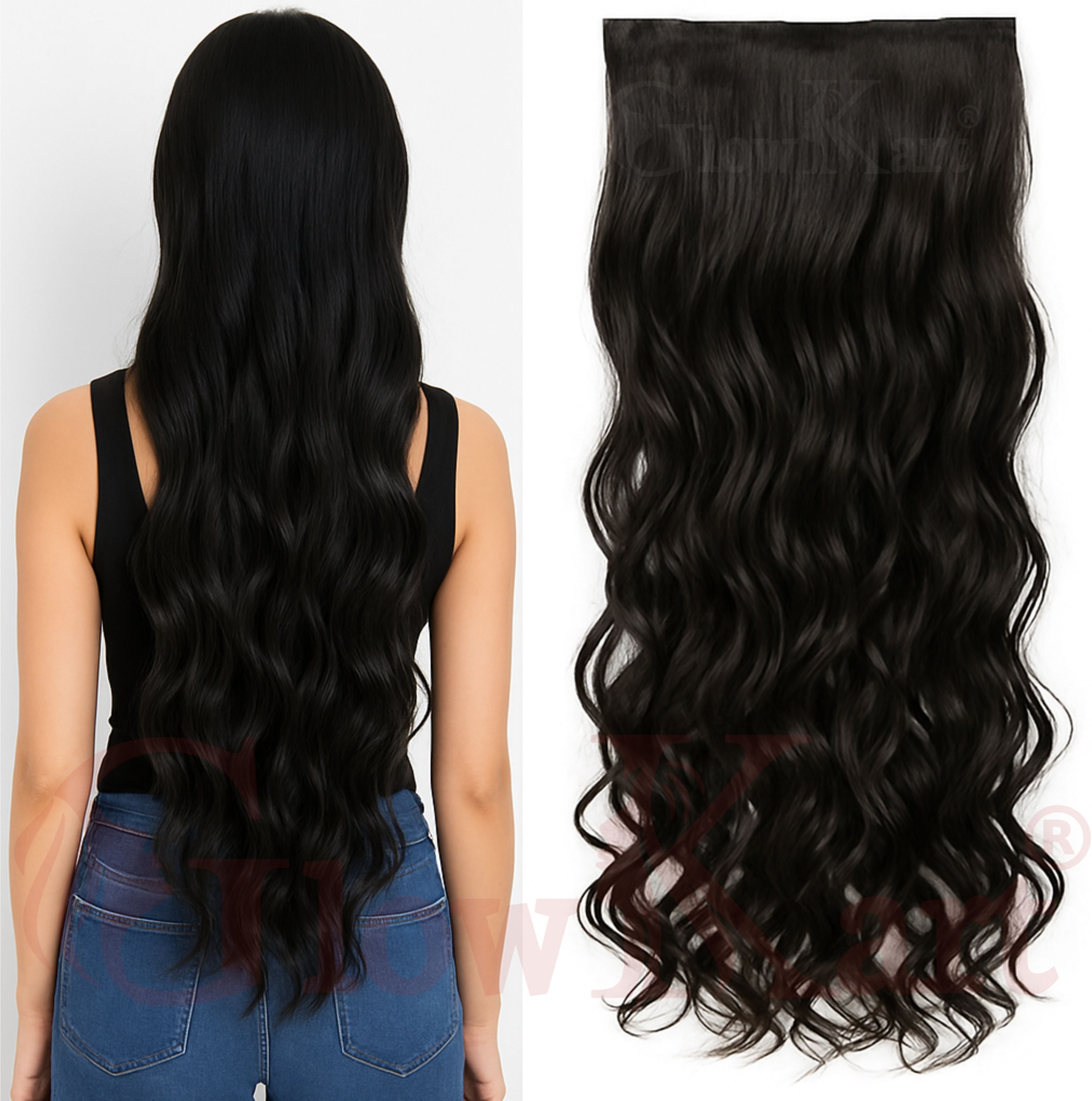 Natural Black Curly 24Inch Extention Hair Extension-image-46