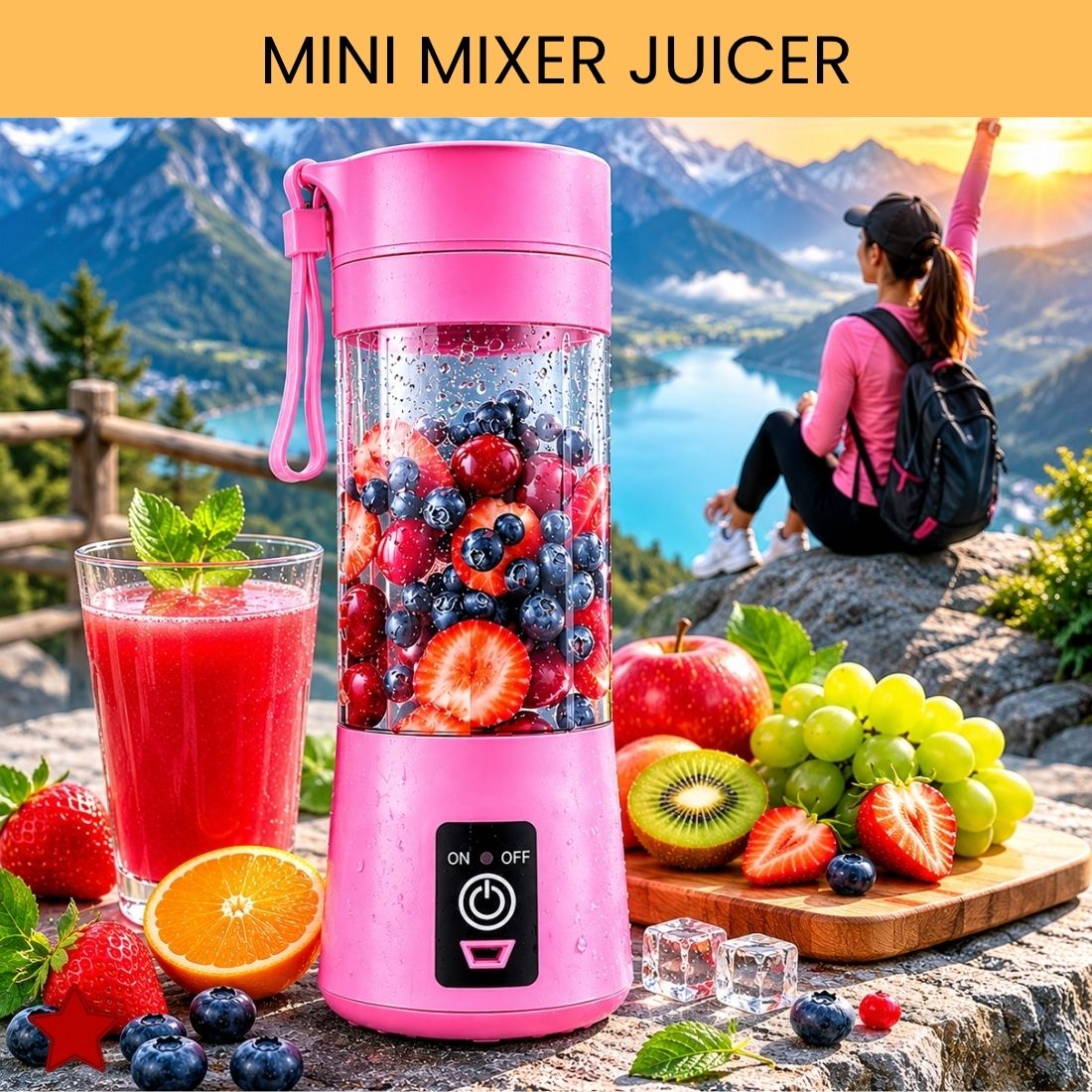 clairbell Plastic Portable Electric Juicer Mixer Blender Bottle for Smoothies, Shakes & JuiceRR329 Hand Juicer-picture-18