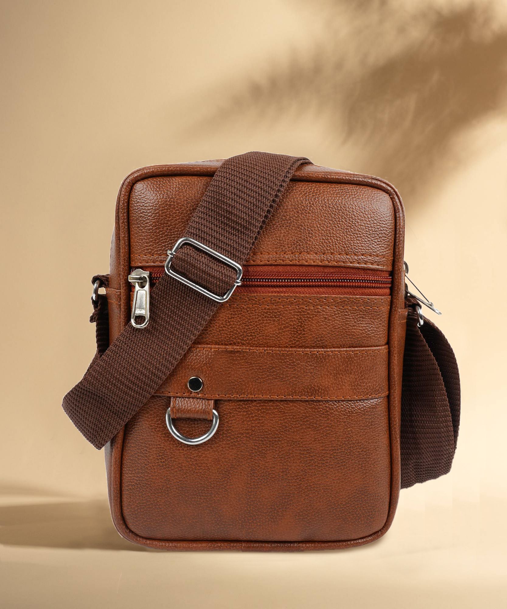 Men Tan Messenger Bag-image-3