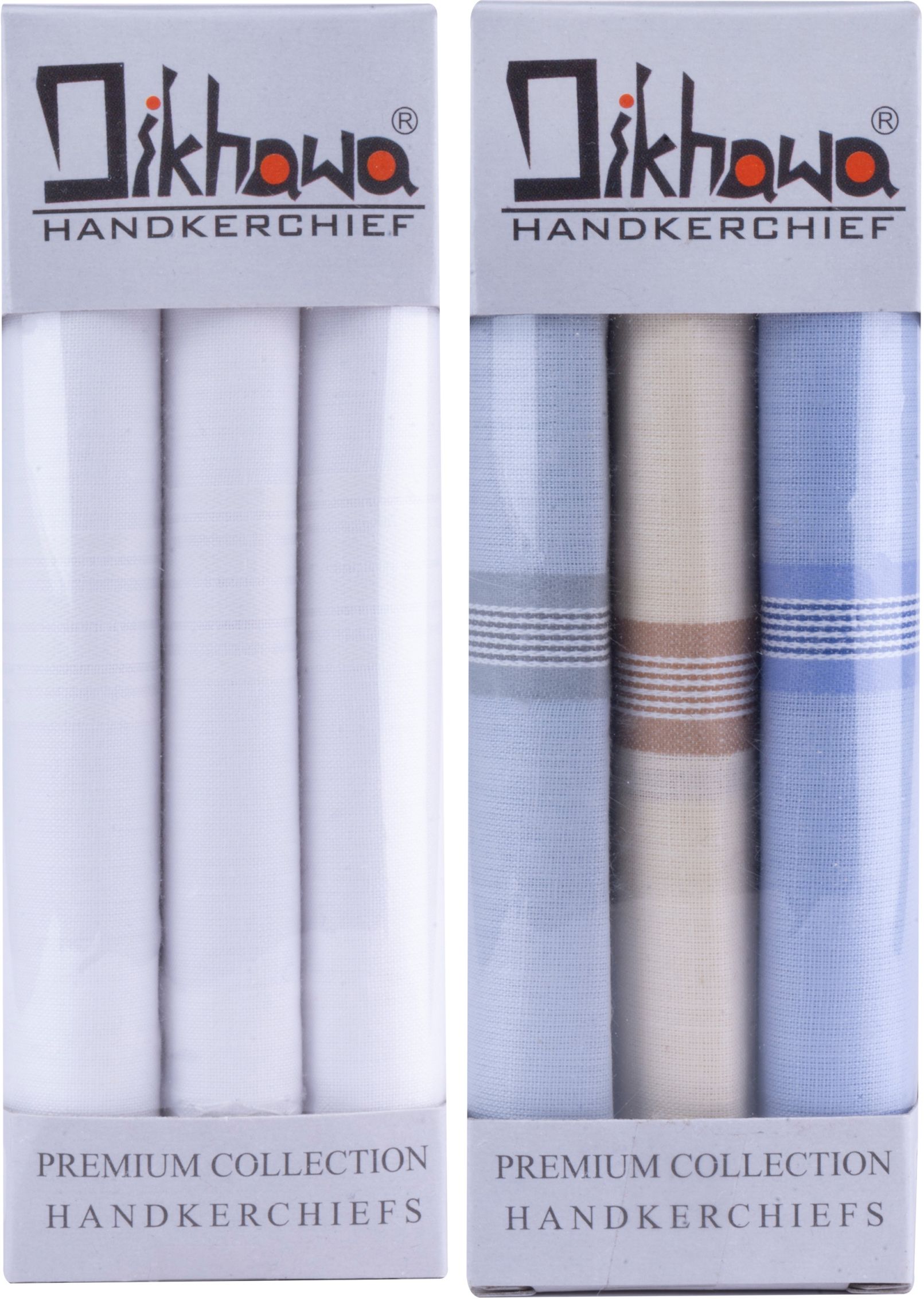 DIKHAWA White and Light Colour Striped Men's 100% Cotton Essential Box Packing ["Multicolor"] Handkerchief-image-5