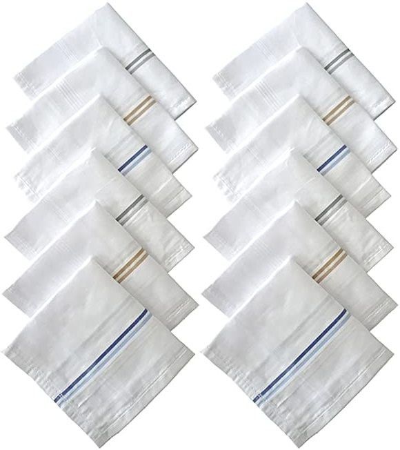 ILT (Pack of 12) Men's/Gents Handkerchiefs, Rumal,Hanky,Hankies, Handkerchiefs ["White"] Handkerchief-image-48