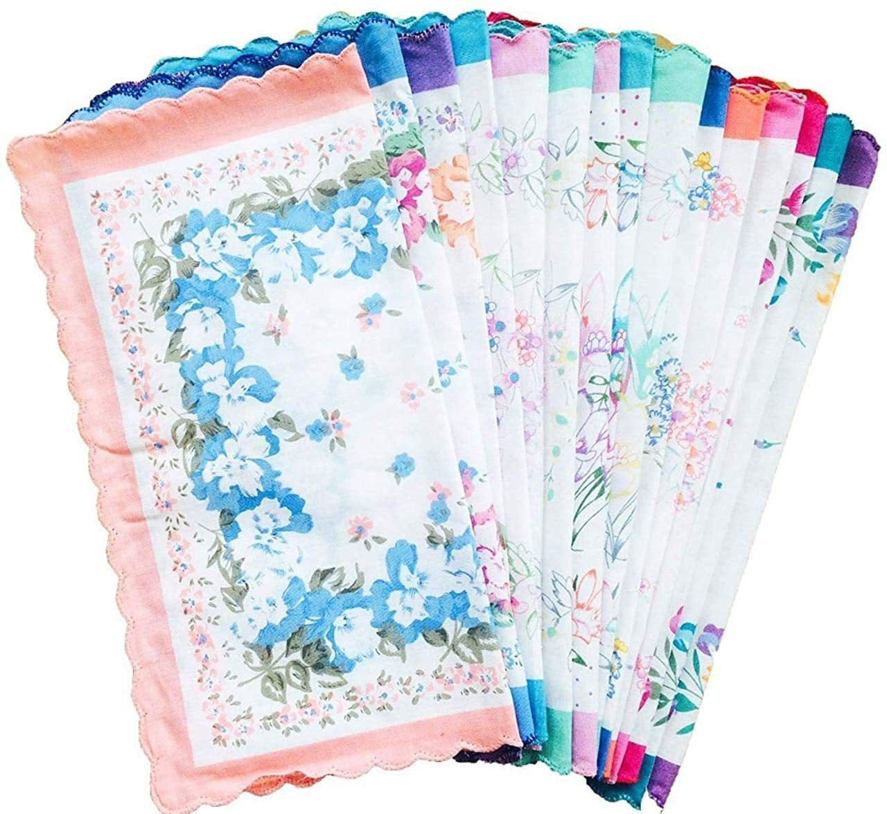 DIVYSIMAR Vintage Floral Print Handkerchiefs Women Soft Cotton Hankies Ladies Hankies ["Multicolor"] Handkerchief-image-22