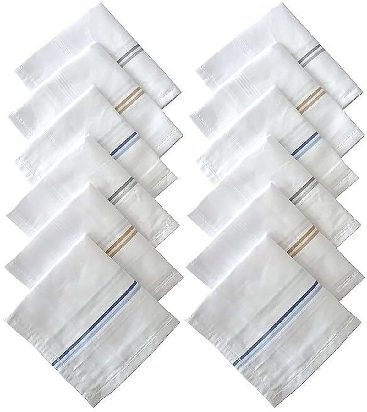 UQCKON HAKCH-Men Cotton White Strip Handkerchief ["White"] Handkerchief-picture-43