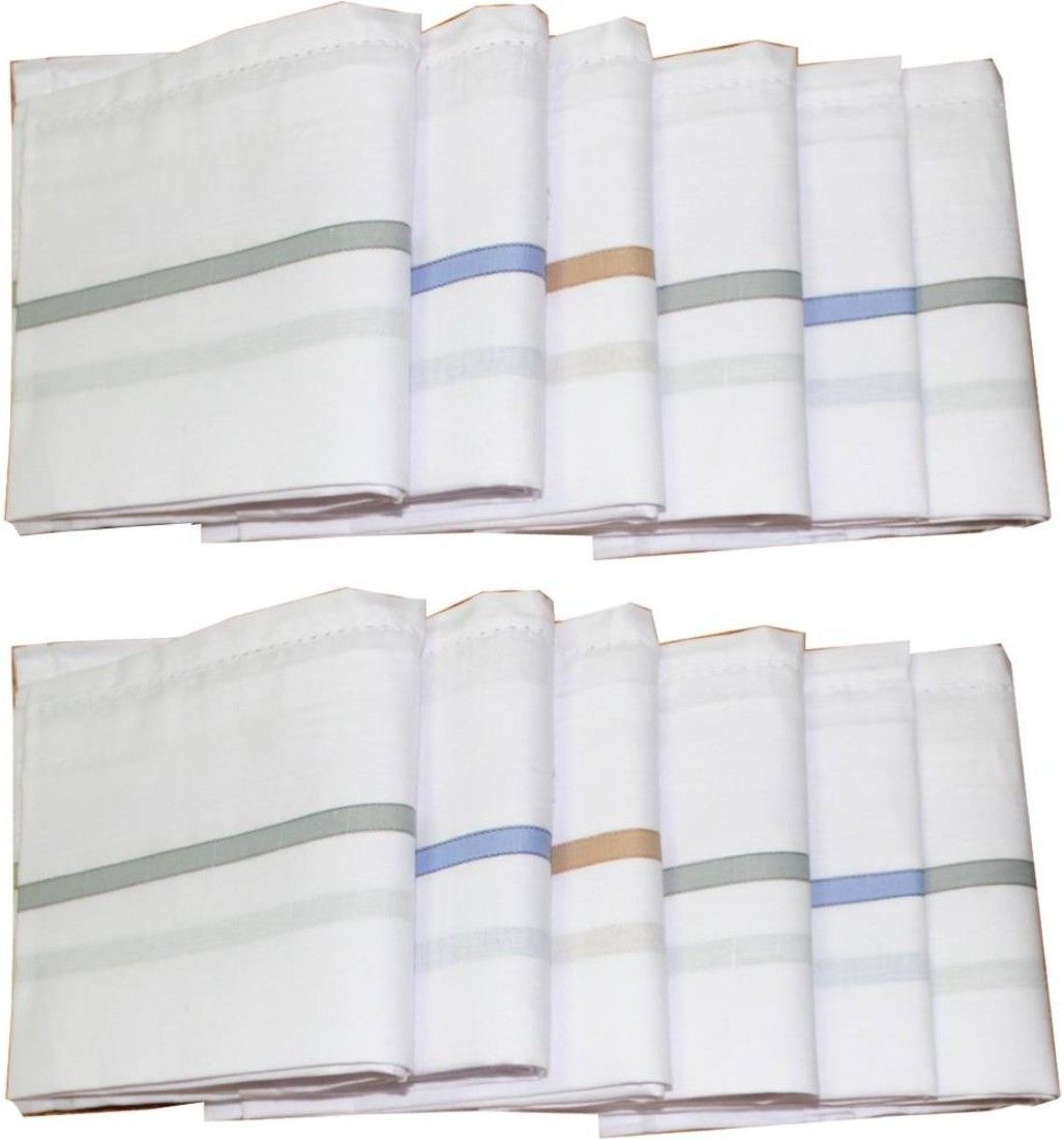 UQCKON White 100% Mercerized Cotton With Luxurious Finish Handkerchief Pack Of 12 ["White"] Handkerchief-image-35