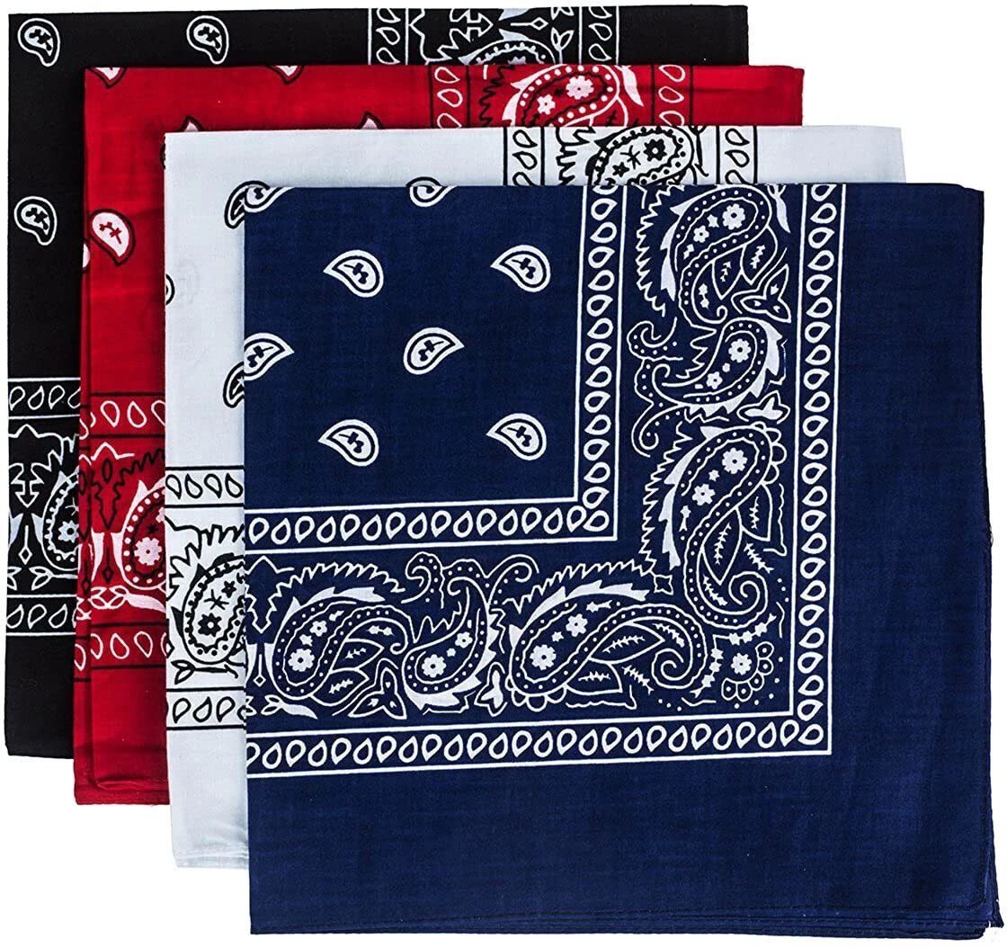 UQCKON Black, Red, White and Dark Blue paisley 20inchesx20inches cotton handkerchief ["Black, Red, White and Dark Blue"] Handkerchief-picture-24