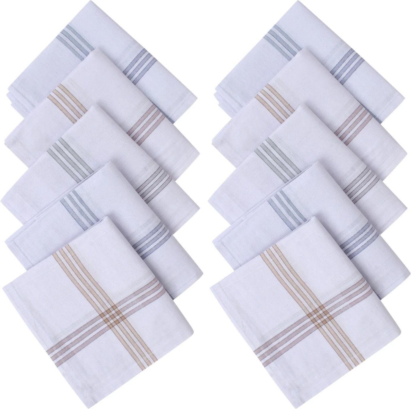 UQCKON Cotton Premium Collection Handkerchiefs Hanky For Men White Striped King Size ["White","Border","Stripe","Color"] Handkerchief-picture-41