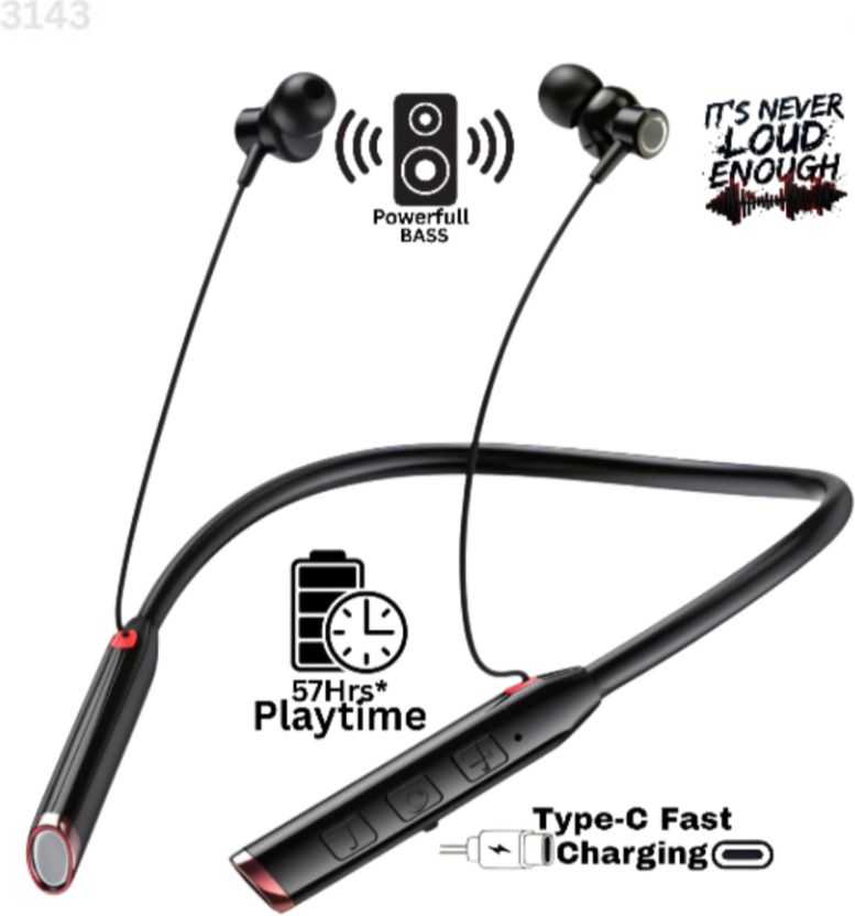 Neckband 57Hrs Playtime, Track Change, Powerful Bass, Waterproof_EHC Bluetooth & Wired Headset-image-42