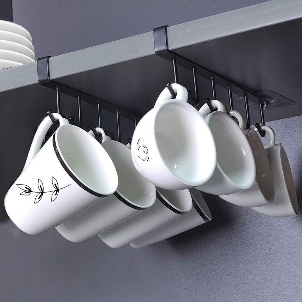 dn mall Cup Kitchen Rack Self Adhesive Coffee Cups Holder Kitchen Utensil Ties Belts Scarf Hanging Rack Steel-picture-47