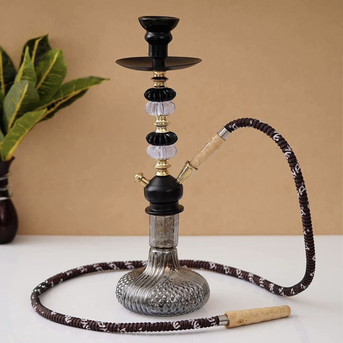 Hookah with all accessories 16 inch Glass, Stainless Steel Hookah