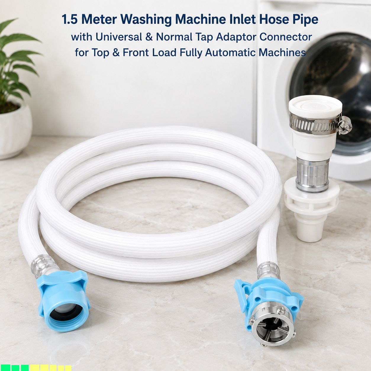 Washing Machine Inlet 1.5 Meter with Universal Adaptor for Top & Front Load A109 Washing Machine Inlet 1.5 Meter with Universal Adaptor for Top & Front Load B109 Hose Pipe-image-47