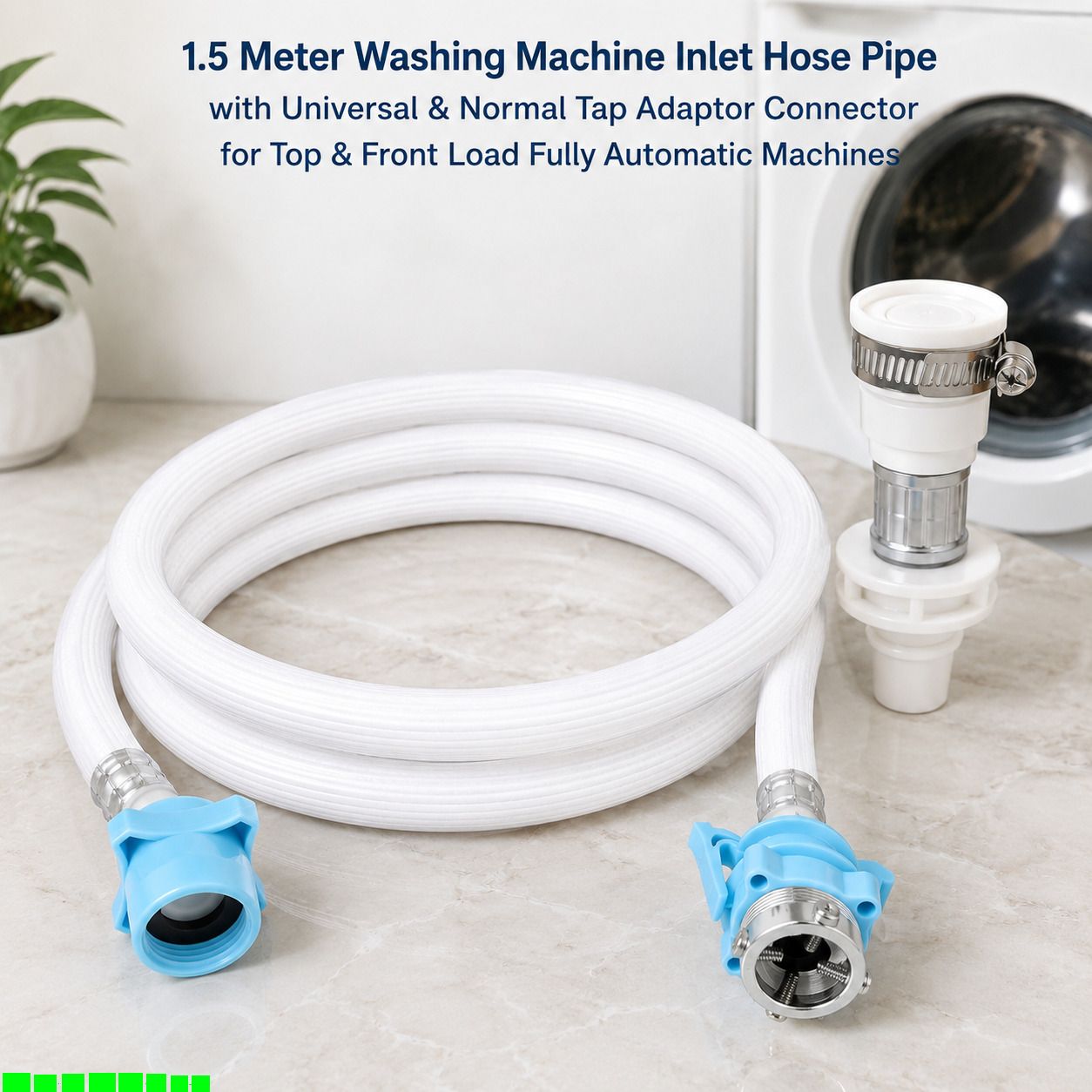 Washing Machine Inlet 1.5 Meter with Universal Adaptor for Top & Front Load A57 Washing Machine Inlet 1.5 Meter with Universal Adaptor for Top & Front Load B57 Hose Pipe-image-20