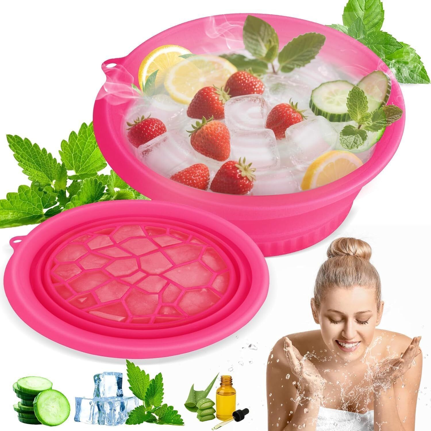 forral 1 L Silicone Foldable Ice Bowl with Built-In Ice Tray – Silicone Facial Ice Bath Ice Bucket-picture-24