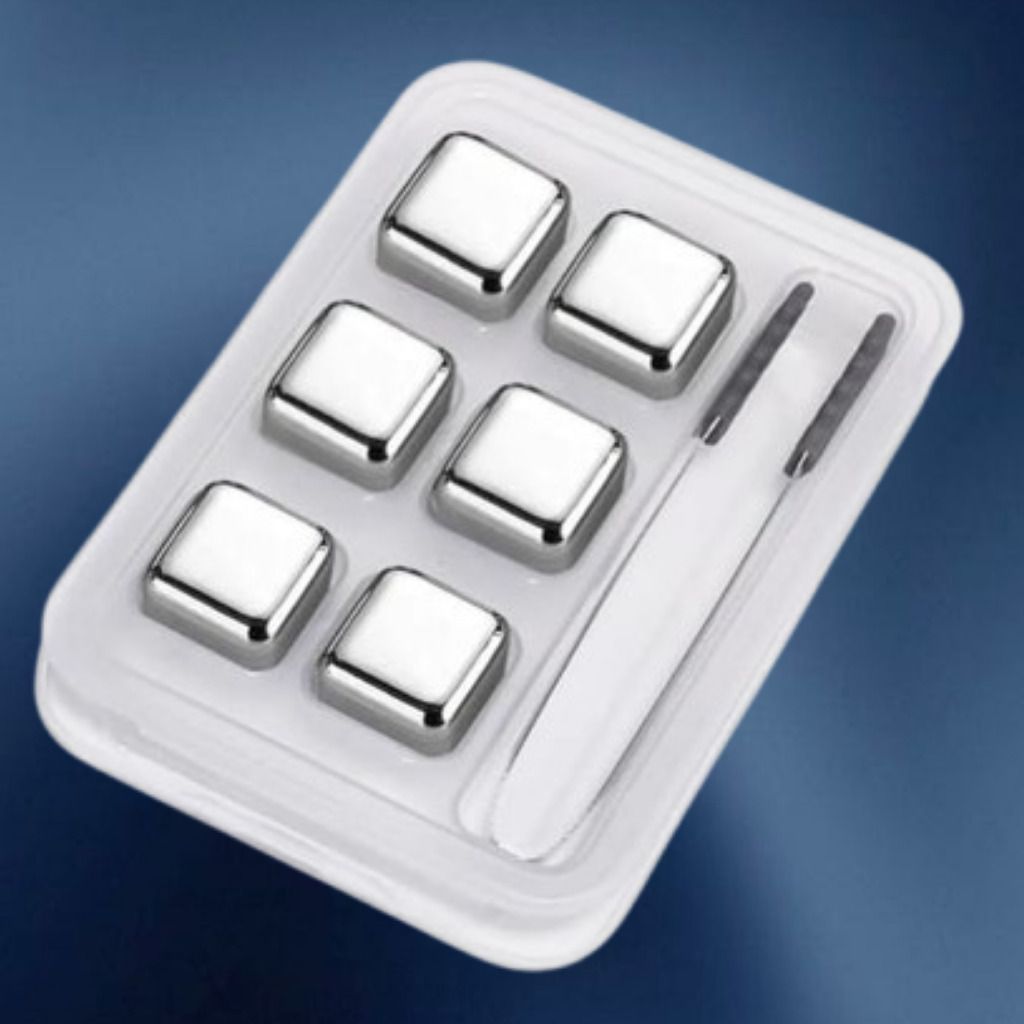 Stainless Steel Drink Chilling Ice Cubes Reusable Collection Silver Steel Ice Cube Tray-image-47
