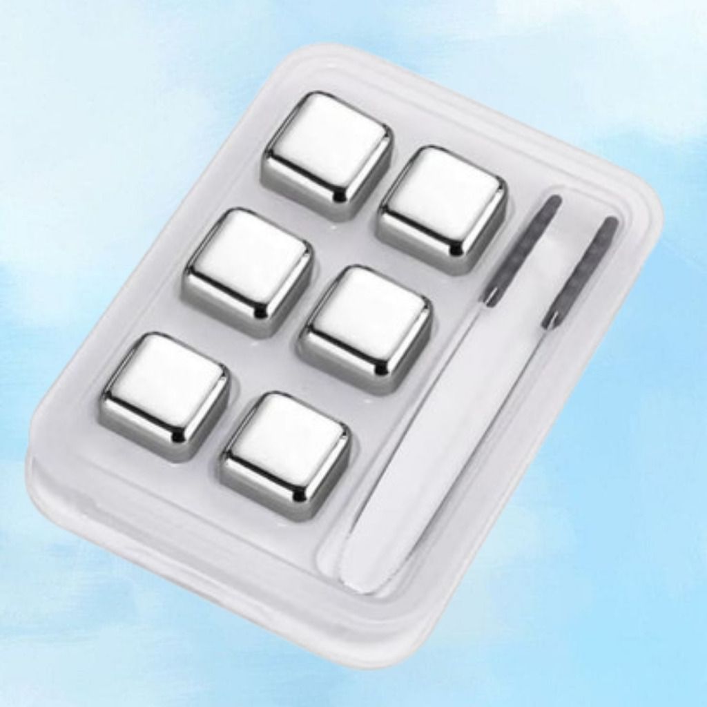 Reusable Beverage Cooling Ice Cubes Steel Gift Collection Silver Steel Ice Cube Tray-image-46