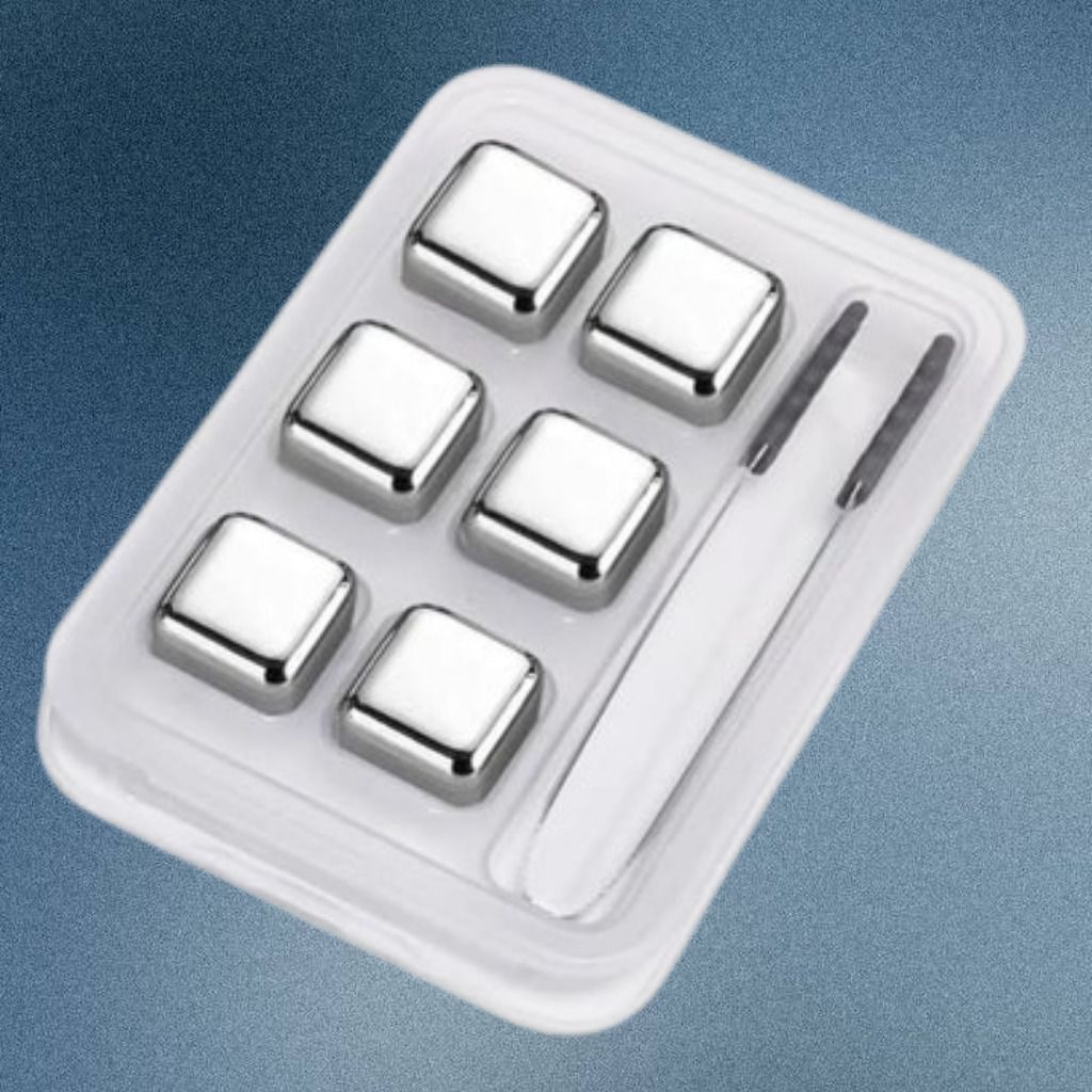 Steel Ice Cube Drink Chiller Reusable Cooling Stone Pack Silver Steel Ice Cube Tray-image-34