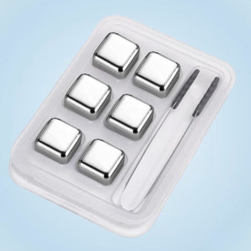 Stainless Steel Whiskey Cooling Ice Cubes Silver Steel Ice Cube Tray-image-4